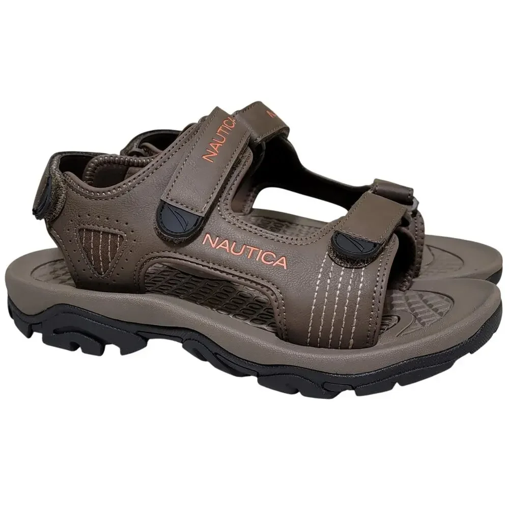 Nautica Men Senecca Sport Hiking Water Sandals Size US 9 Brown Faux Leather
